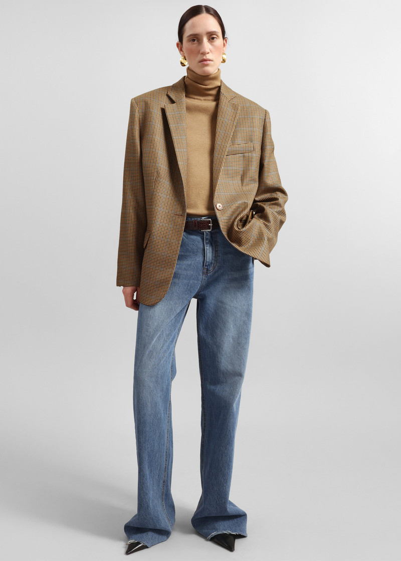 Lyra Oversized Houndstooth Blazer - Camel 6