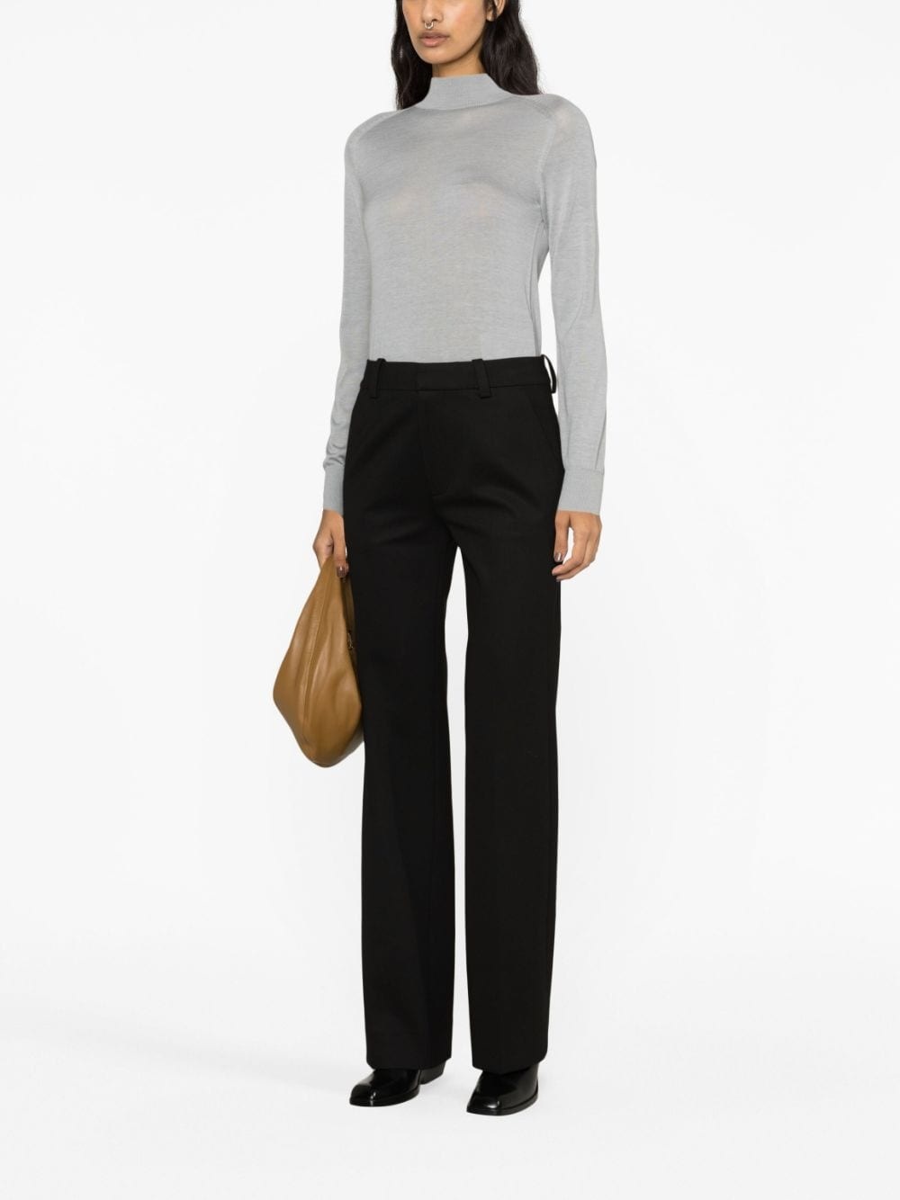 high-waist cotton trousers - 2