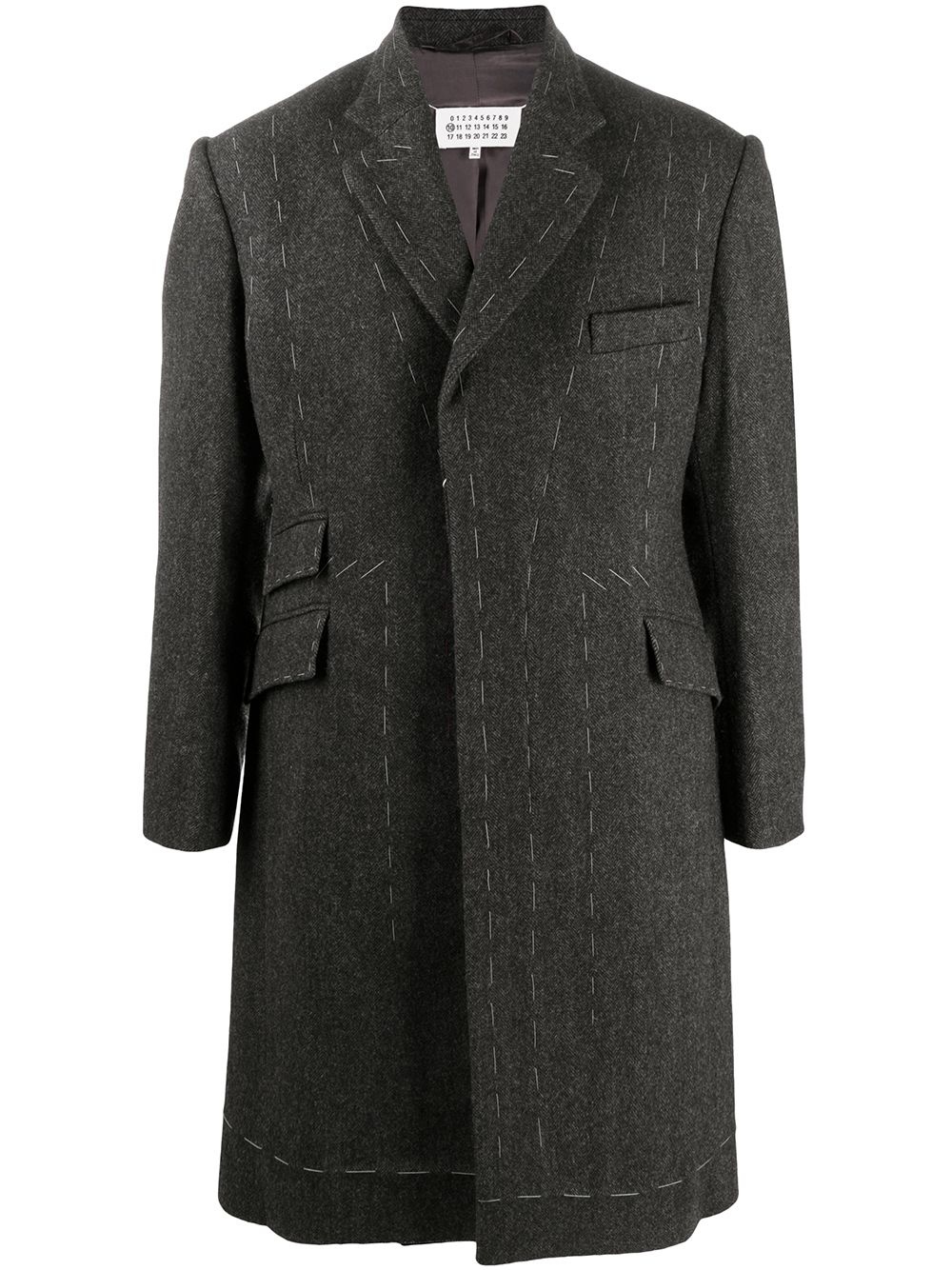 contrast stitching wool coat - 1