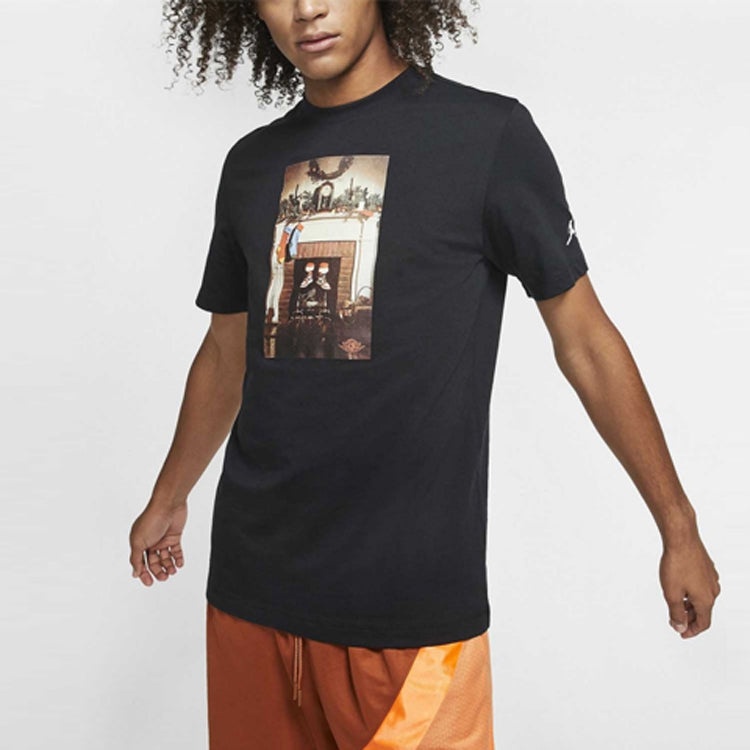 Air Jordan Chimney Tee Printing Short Sleeve Asia Edition Black CI1328-010 - 3