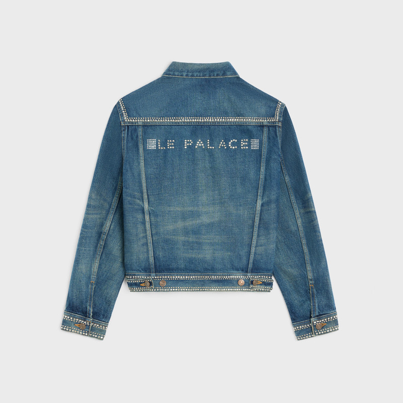 CELINE le palace trucker jacket in dark union wash outlook