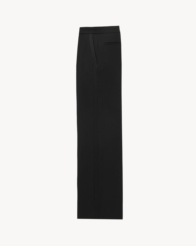 SAINT LAURENT WIDE-LEG TUXEDO PANTS IN GRAIN DE POUDRE outlook