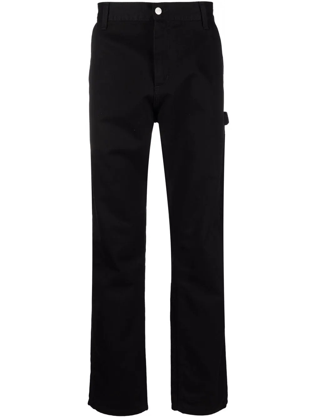 logo-patch cotton straight-leg trousers - 2