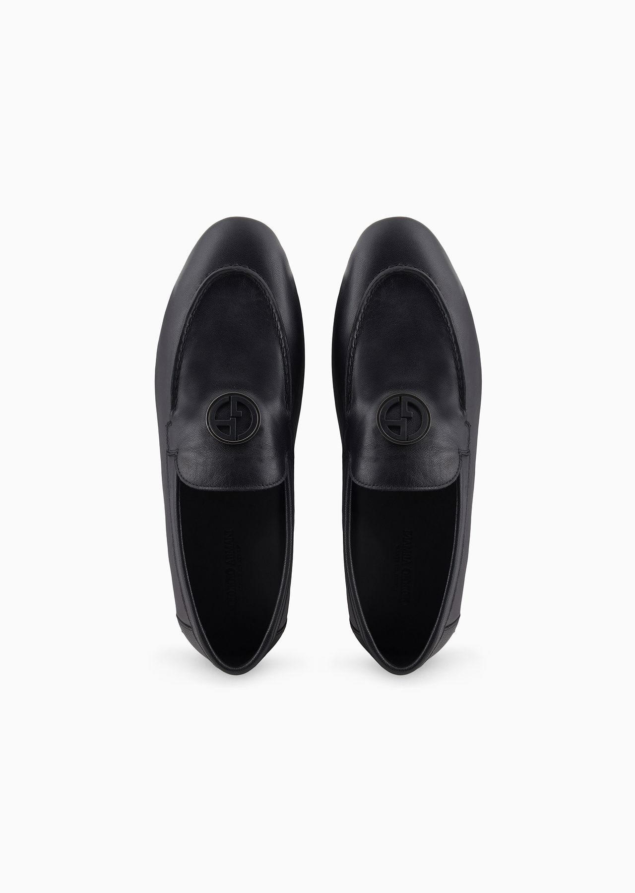 Leather loafers with metal logo - 3