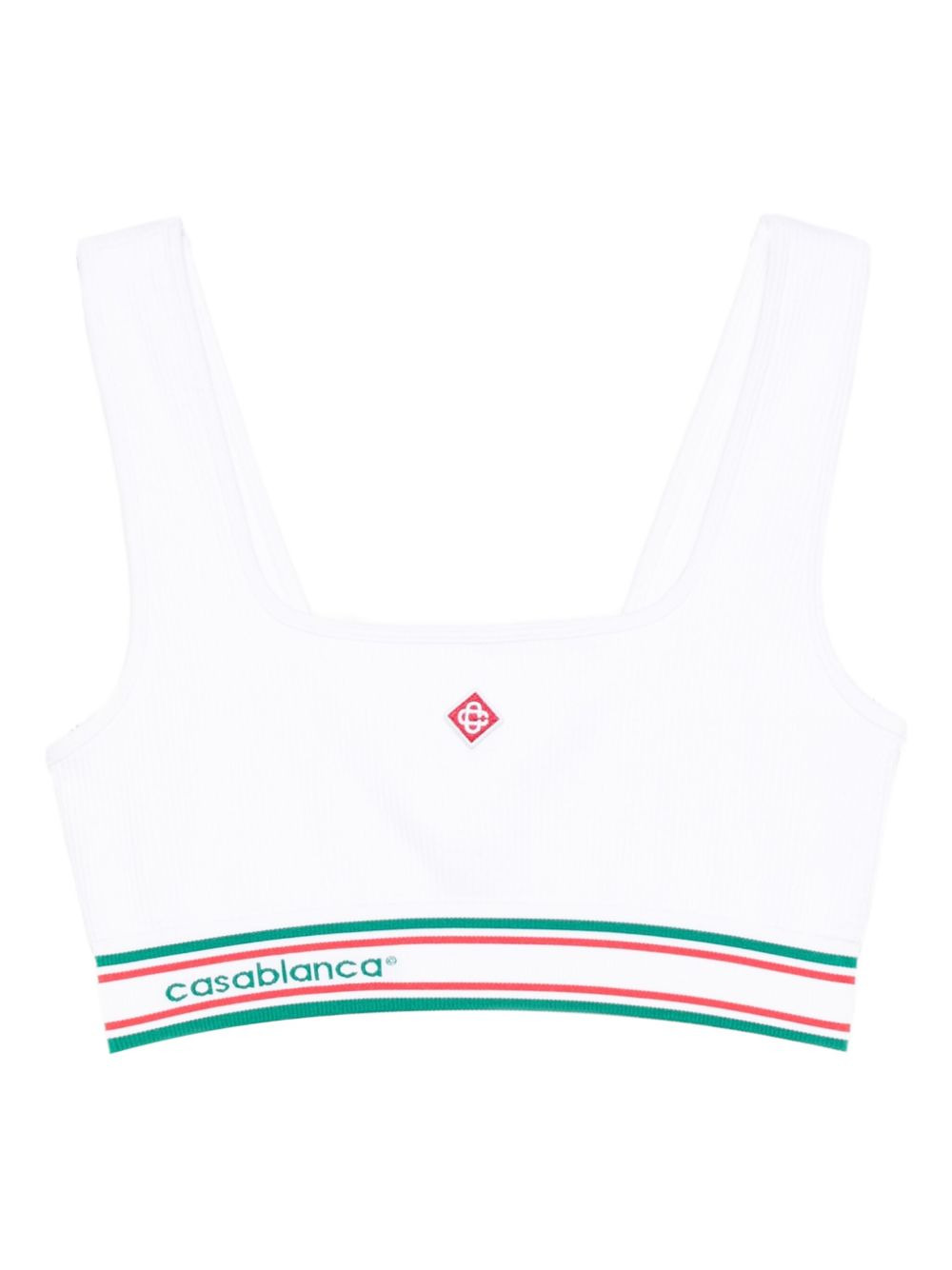 logo-stripe square-neck top - 1