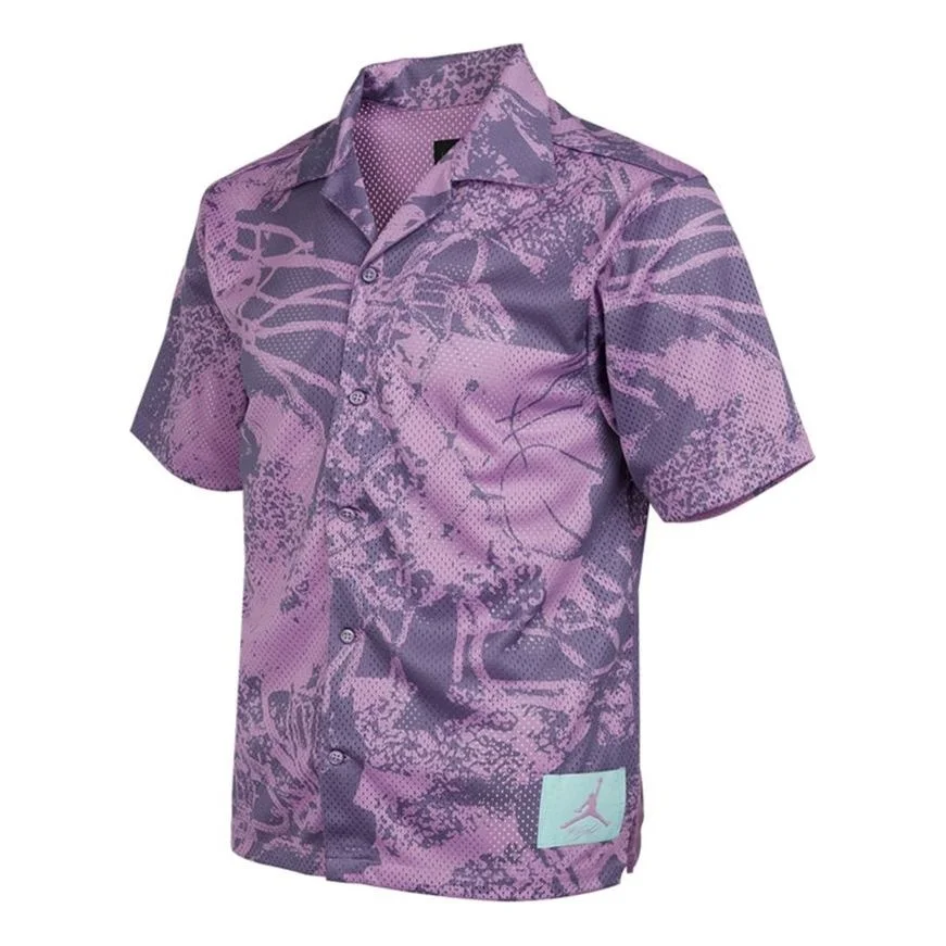 Men's Air Jordan Flight Knit Printing Loose Basketball Short Sleeve Light Purple Shirt CZ4736-591 - 1