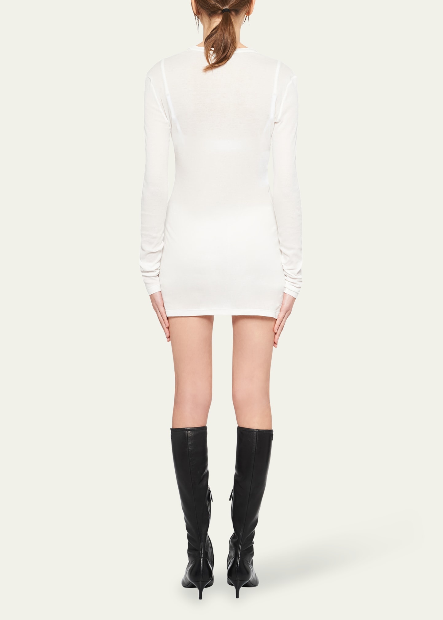 Long-Sleeve Fitted Mini Dress - 3
