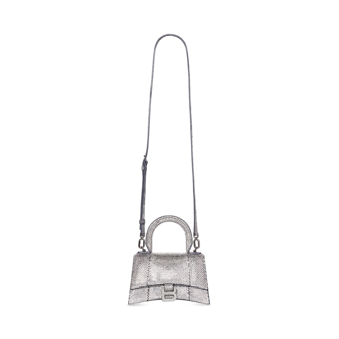 Women's Hourglass Xs Handbag With Rhinestones in Grey - 4