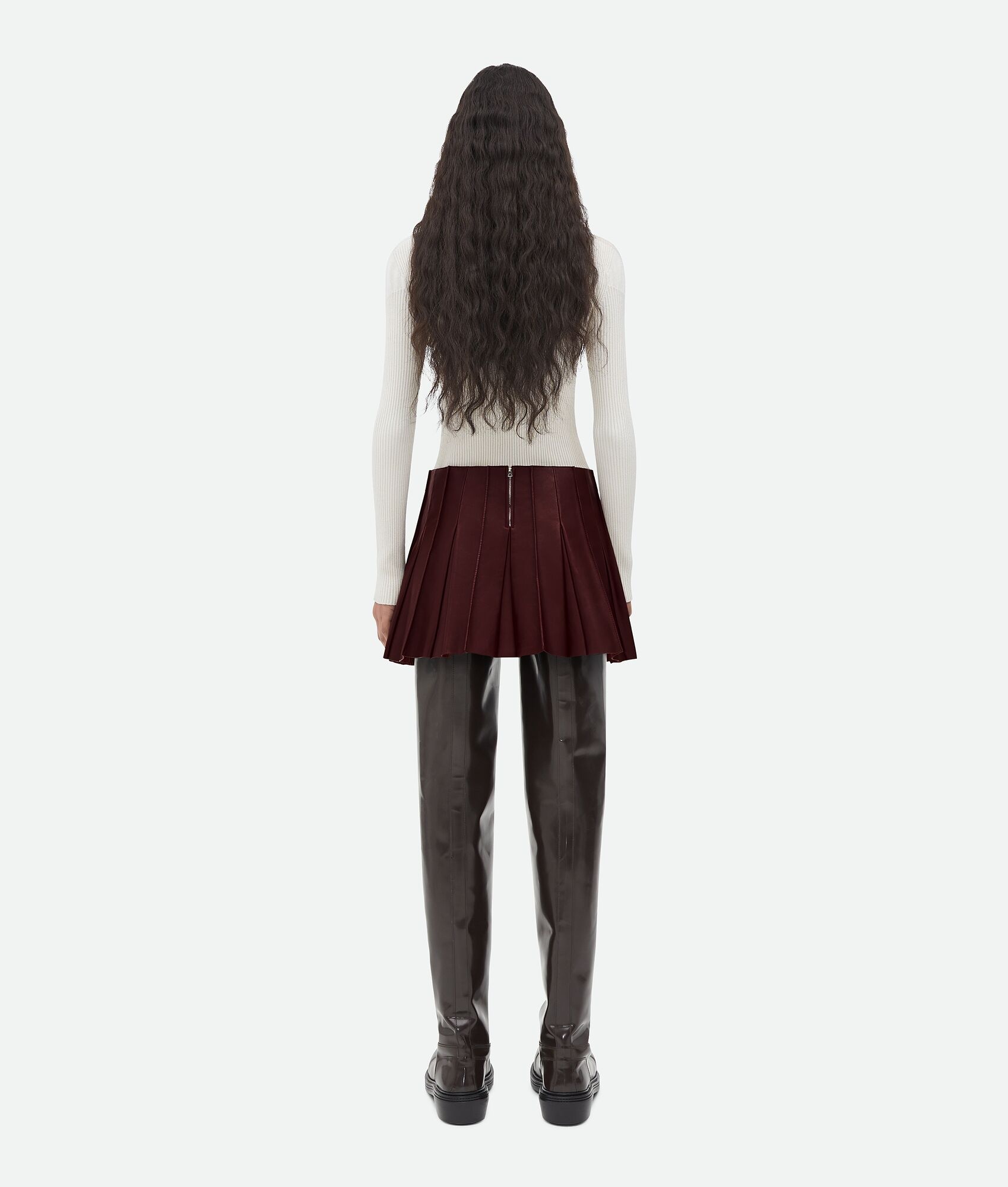Leather Pleated Mini Skirt - 3