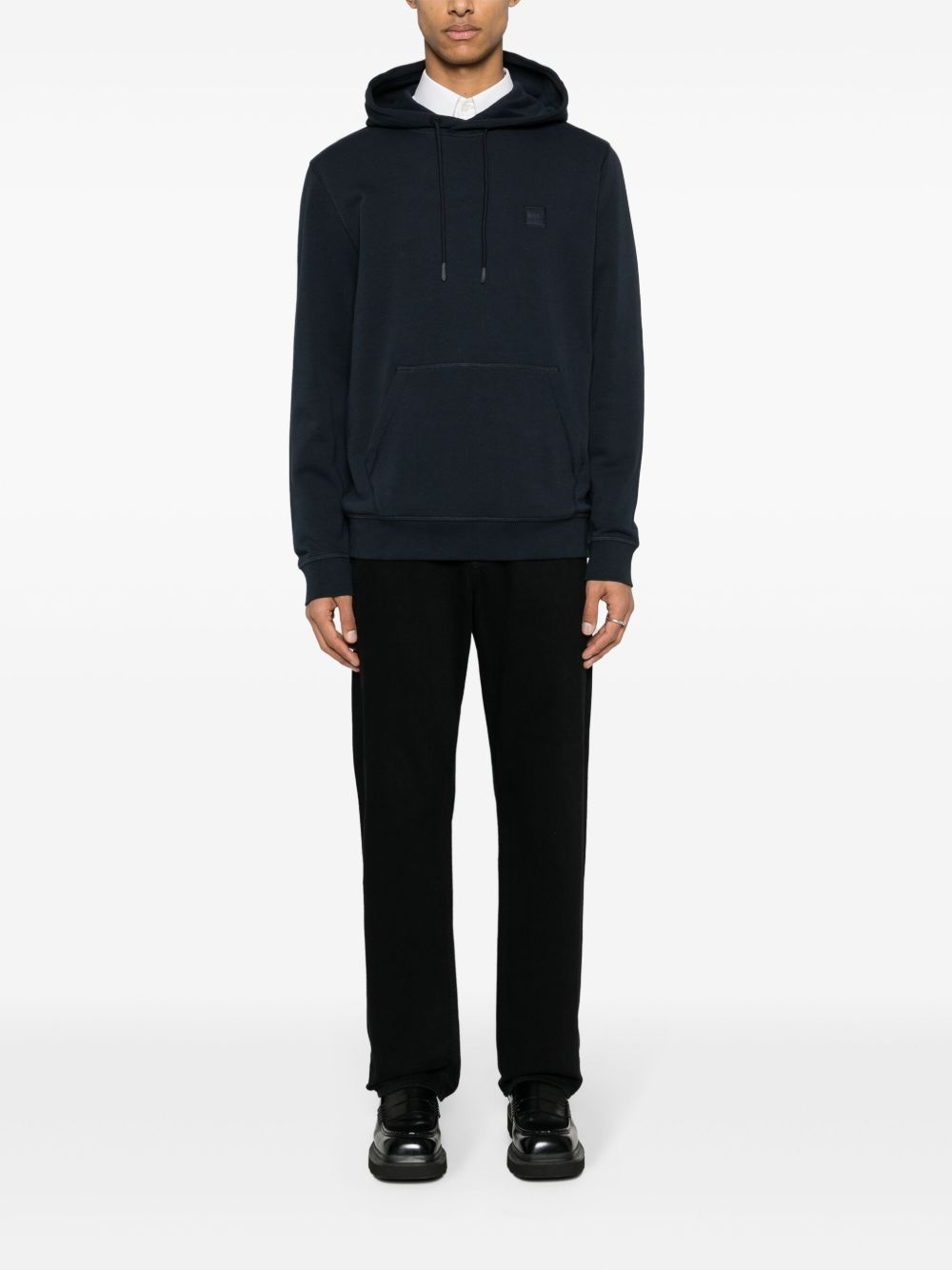 logo-patch cotton hoodie - 2