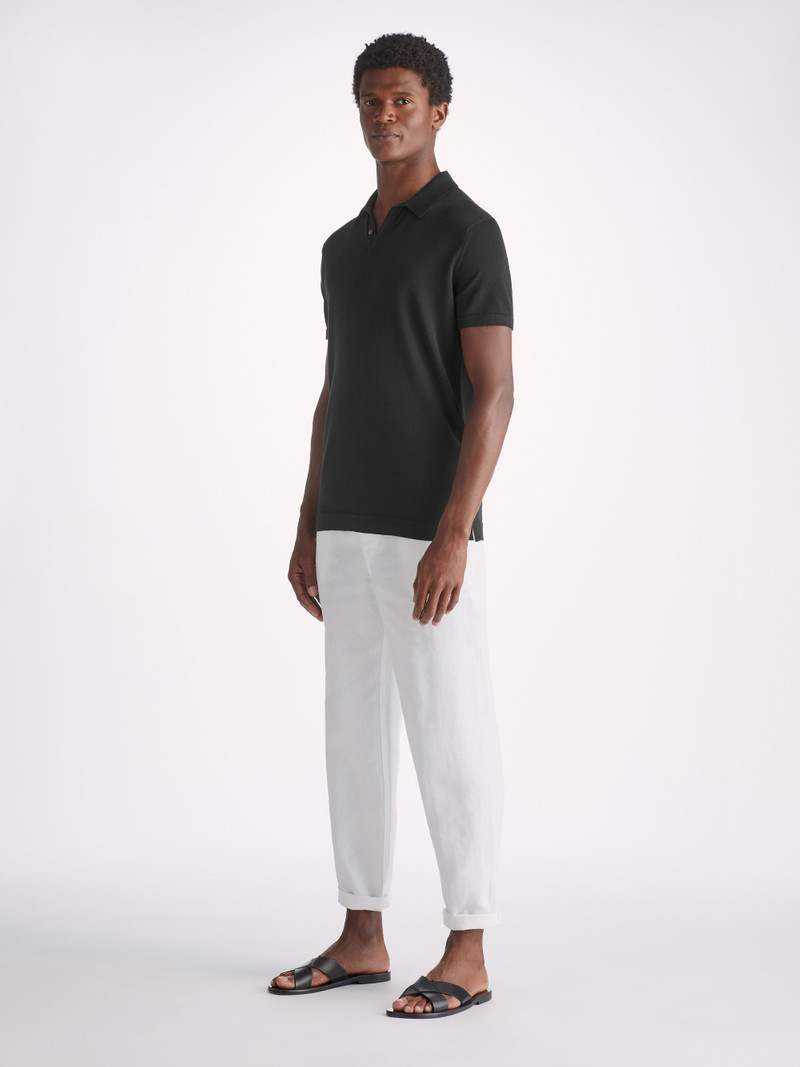 Derek Rose Men's Polo Shirt Jacob Sea Island Cotton Black outlook