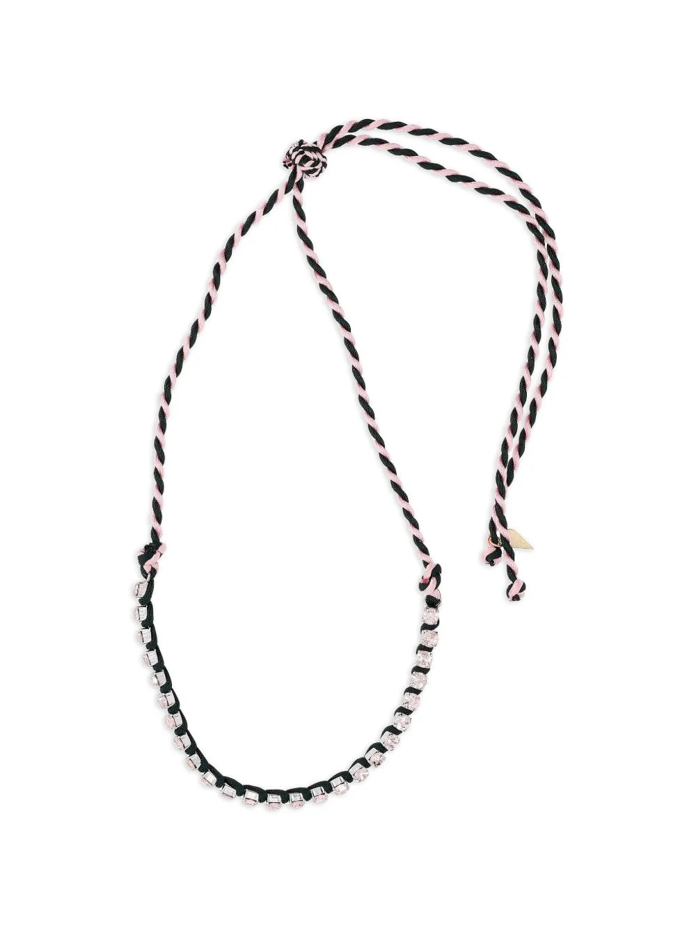 braided crystal-embellished necklace - 1