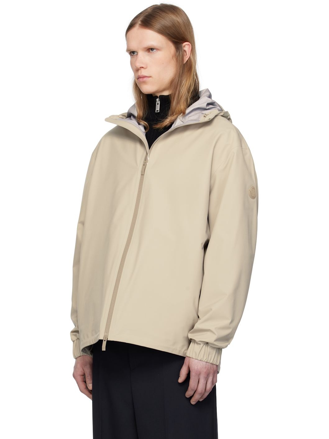 Beige Bise Hooded Rain Jacket - 4