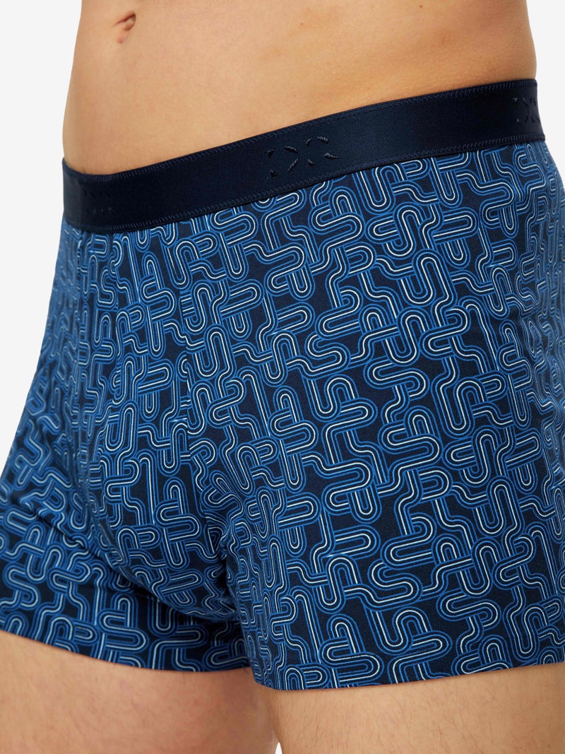Men's Boxer Briefs Geometric Pima Cotton Stretch Navy - 2