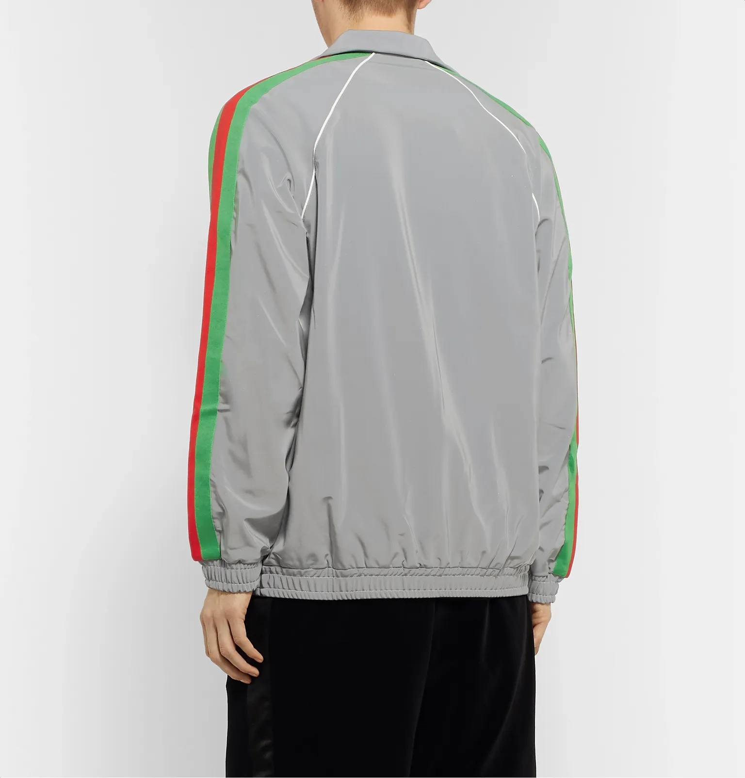 Webbing-Trimmed Iridescent Stretch-Jersey Track Jacket - 5