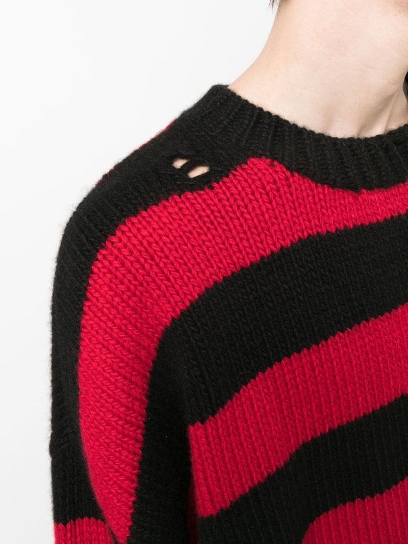 distressed hand-knit cashmere jumper - 5