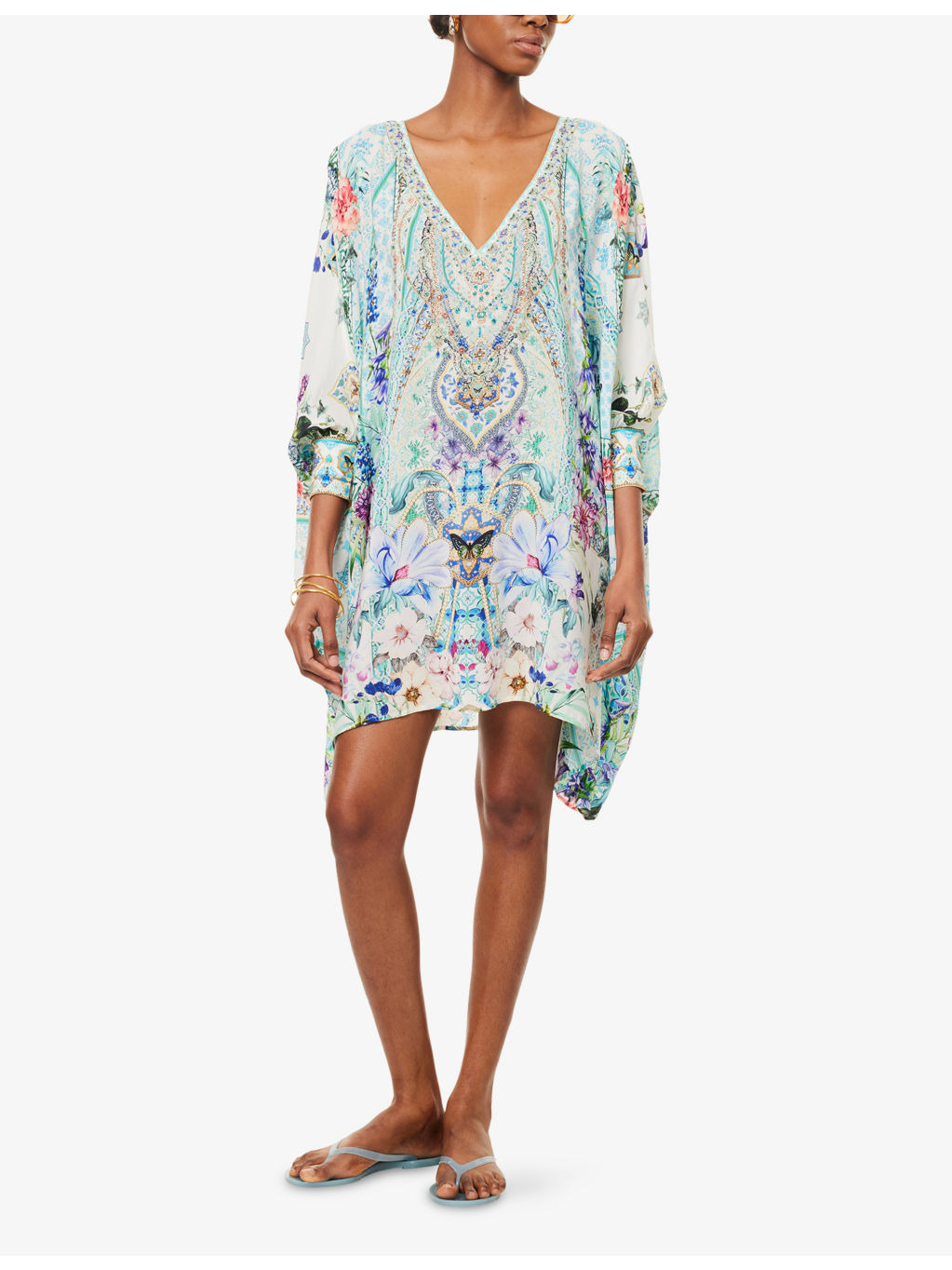 Sunrise In Sintra V-Neck Silk Kaftan - 2