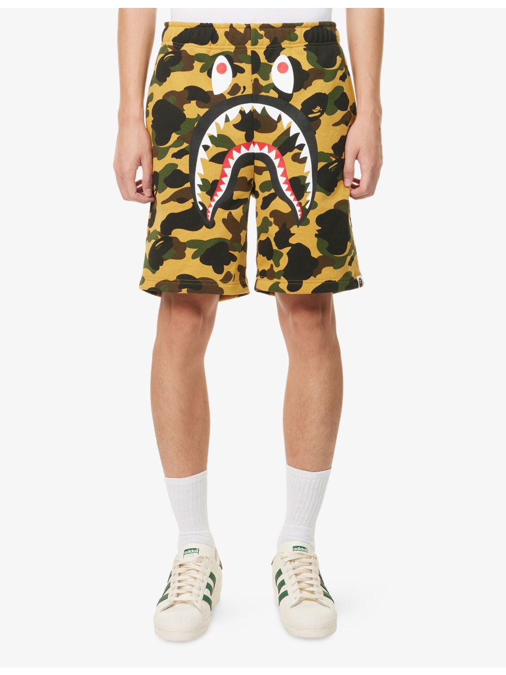Camo Shark Printed Cotton Sweat Shorts - 3
