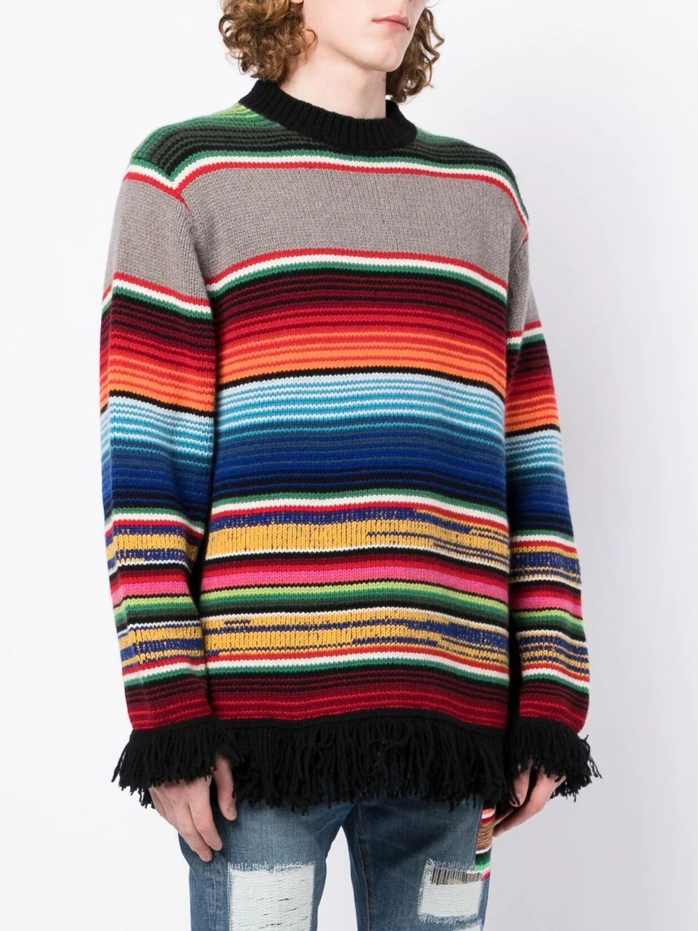 striped crew-neck jumper - 3