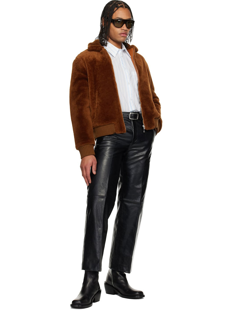 ERNEST W. BAKER Brown Zip Shearling Jacket outlook
