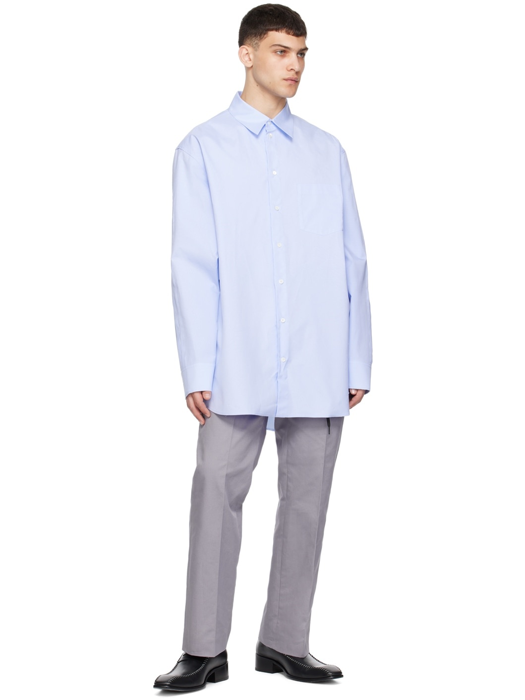 Blue Raw Edge Shirt - 4