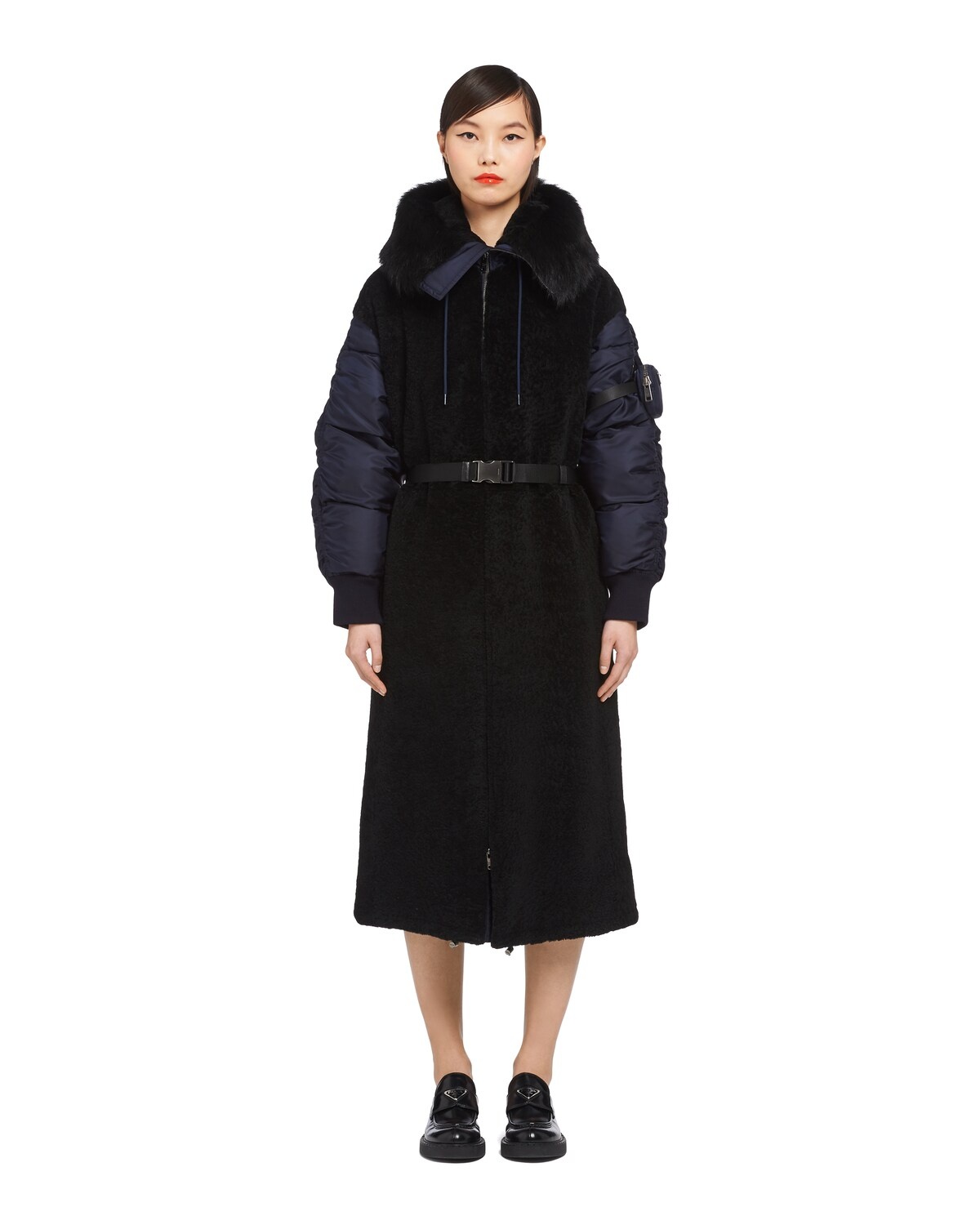 Shearling and Re-Nylon coat - 2