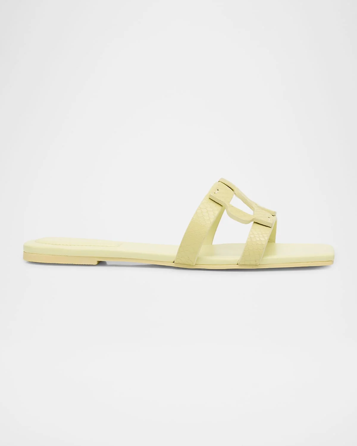 Monogram Snake-Embossed Leather Flat Slide Sandals - 1