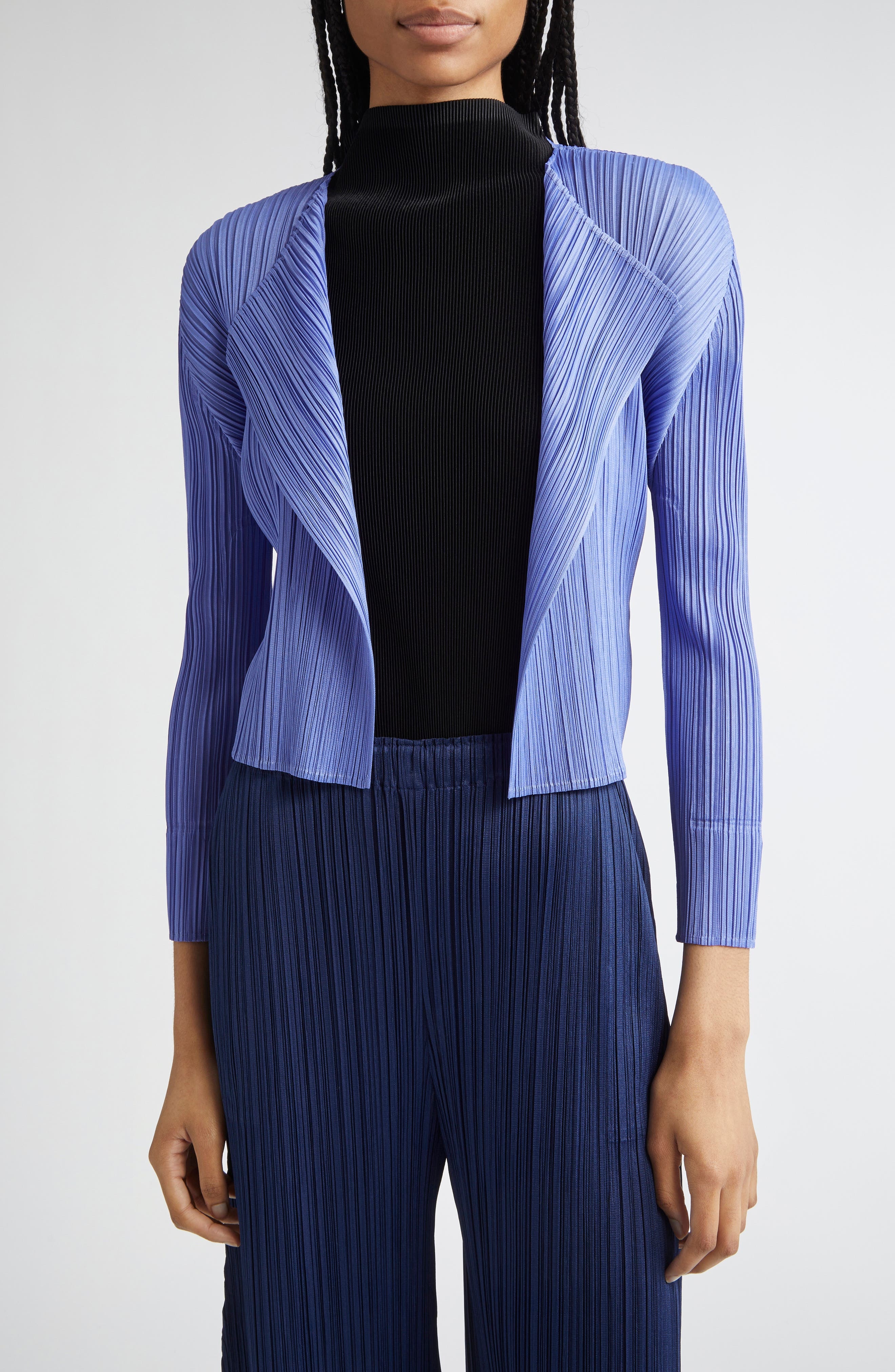 Pleats Please Issey Miyake Monthly Colors March Pleated Open Front Cardigan in Steel Blue at Nordstr - 1