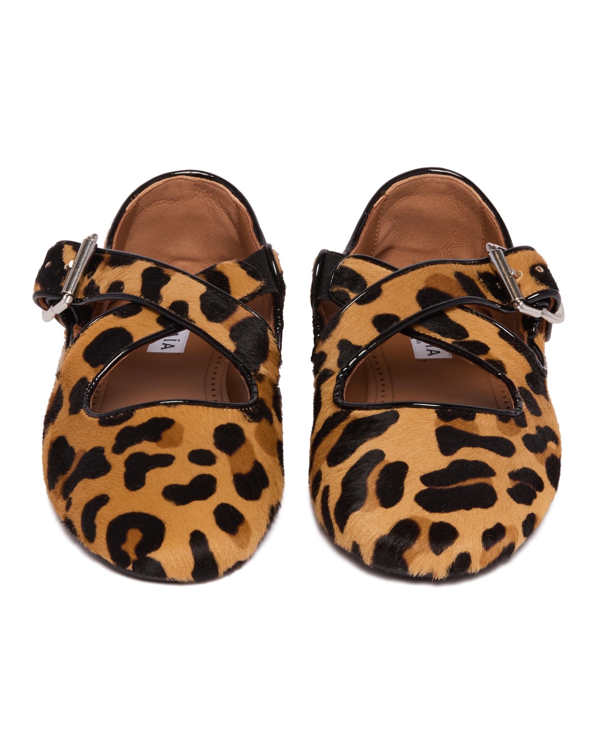 Multicolor Leopard Print Crossed Flat Ballerinas - 4
