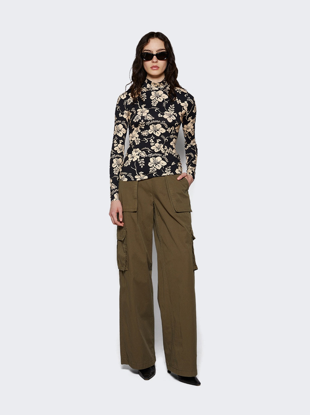 High Neck Top Black Floral - 2