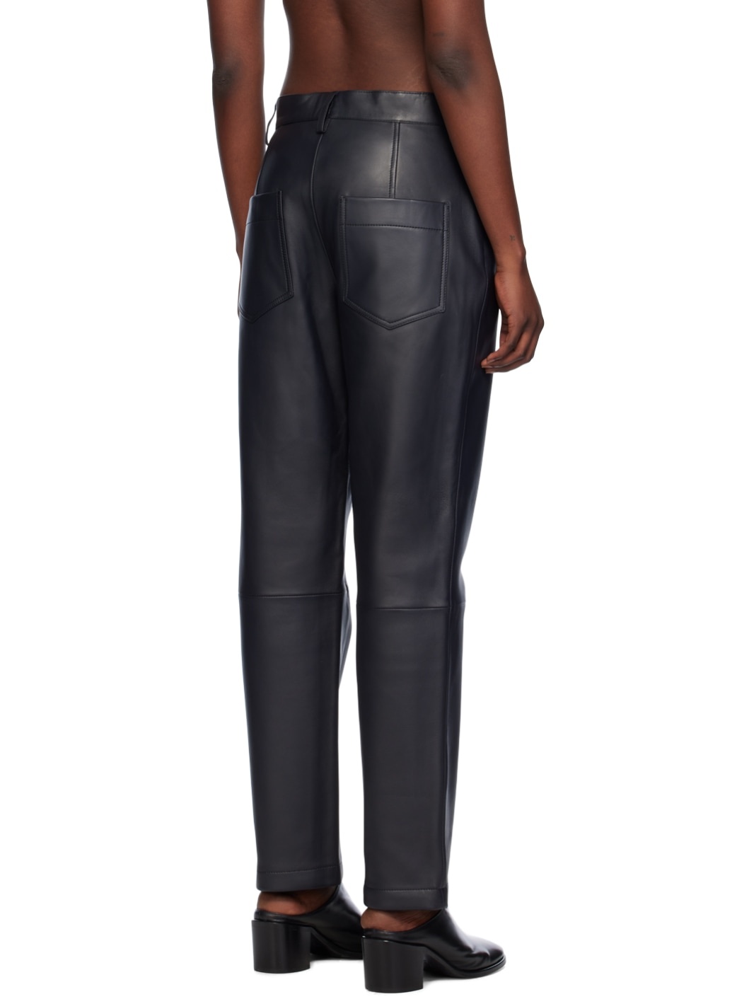 Black Opie Leather Pants - 3