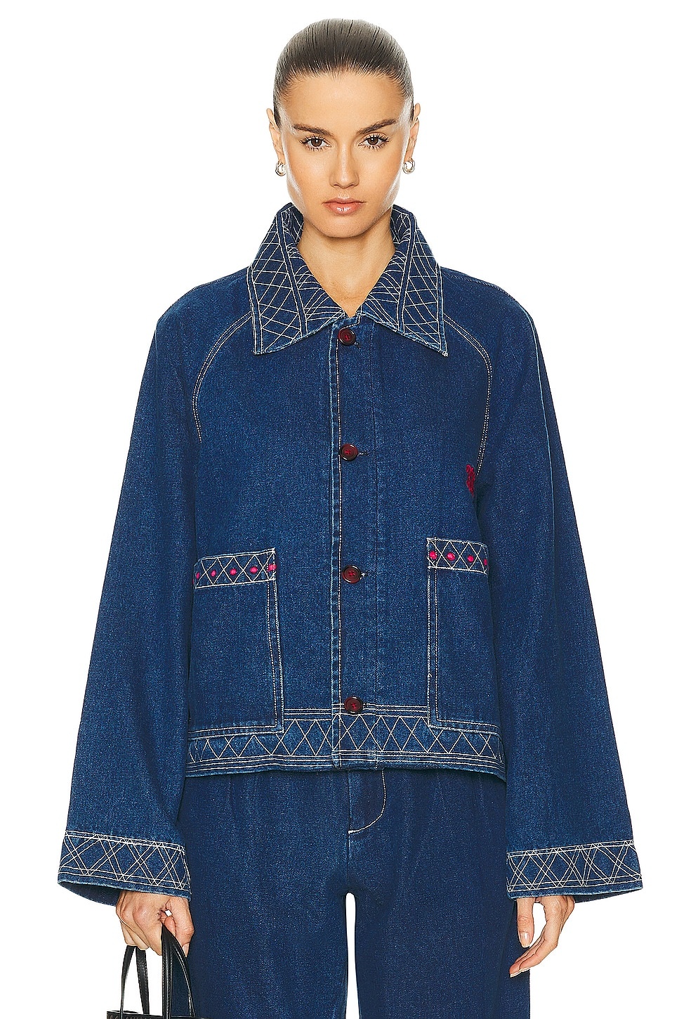 Embroidered Denim Jacket - 1