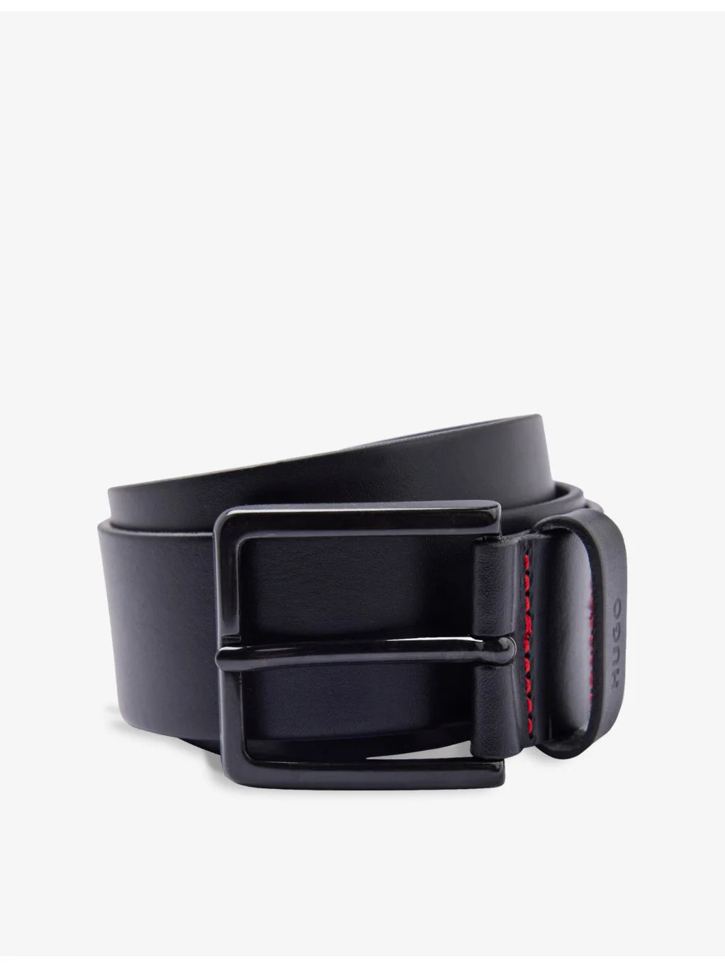 Logo-embossed leather belt - 1