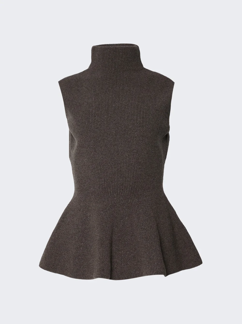 Sculptural Sleeveless Knitted Top Brown Melange - 1