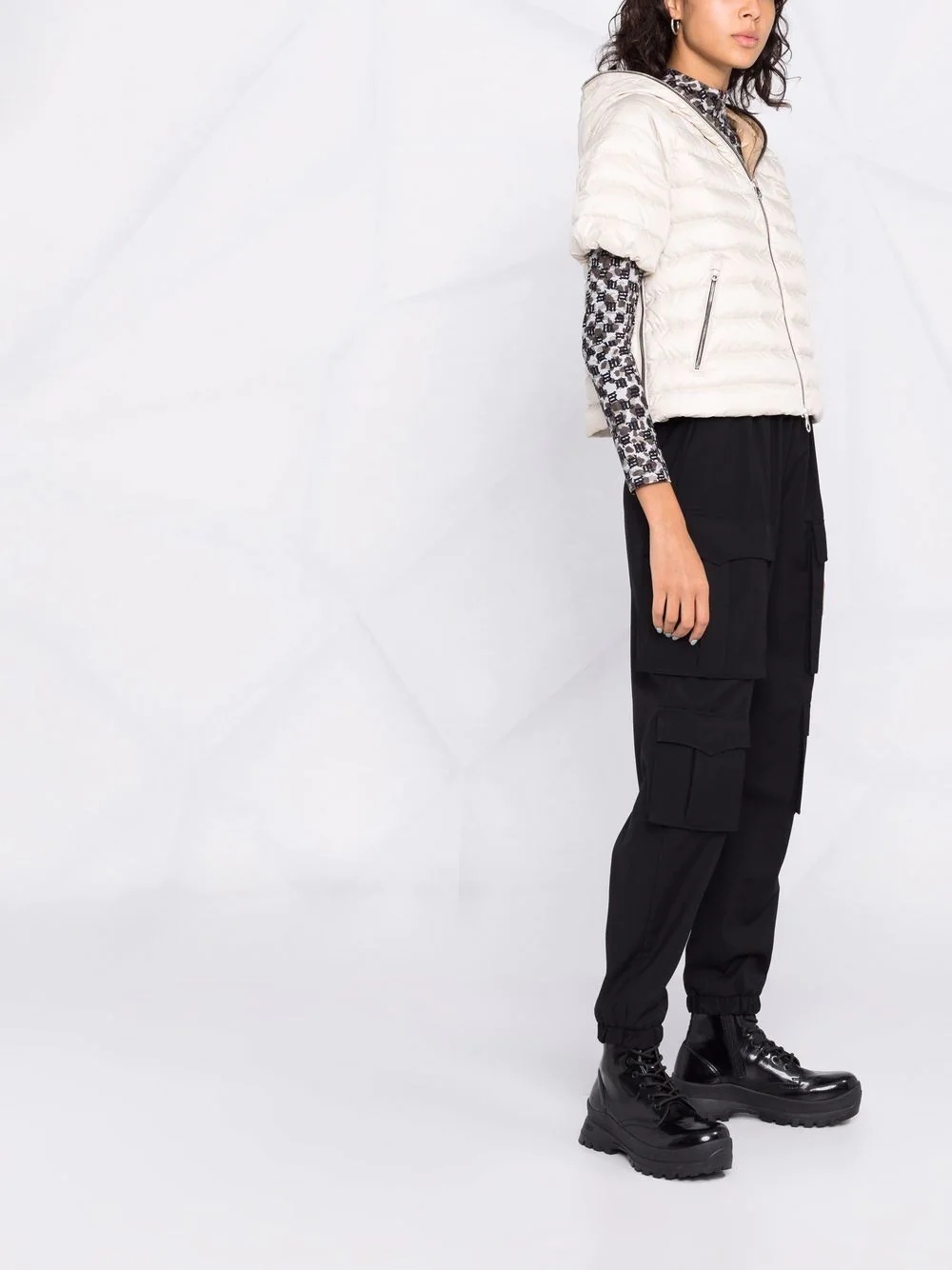 three-quarter sleeve puffer jacket - 4