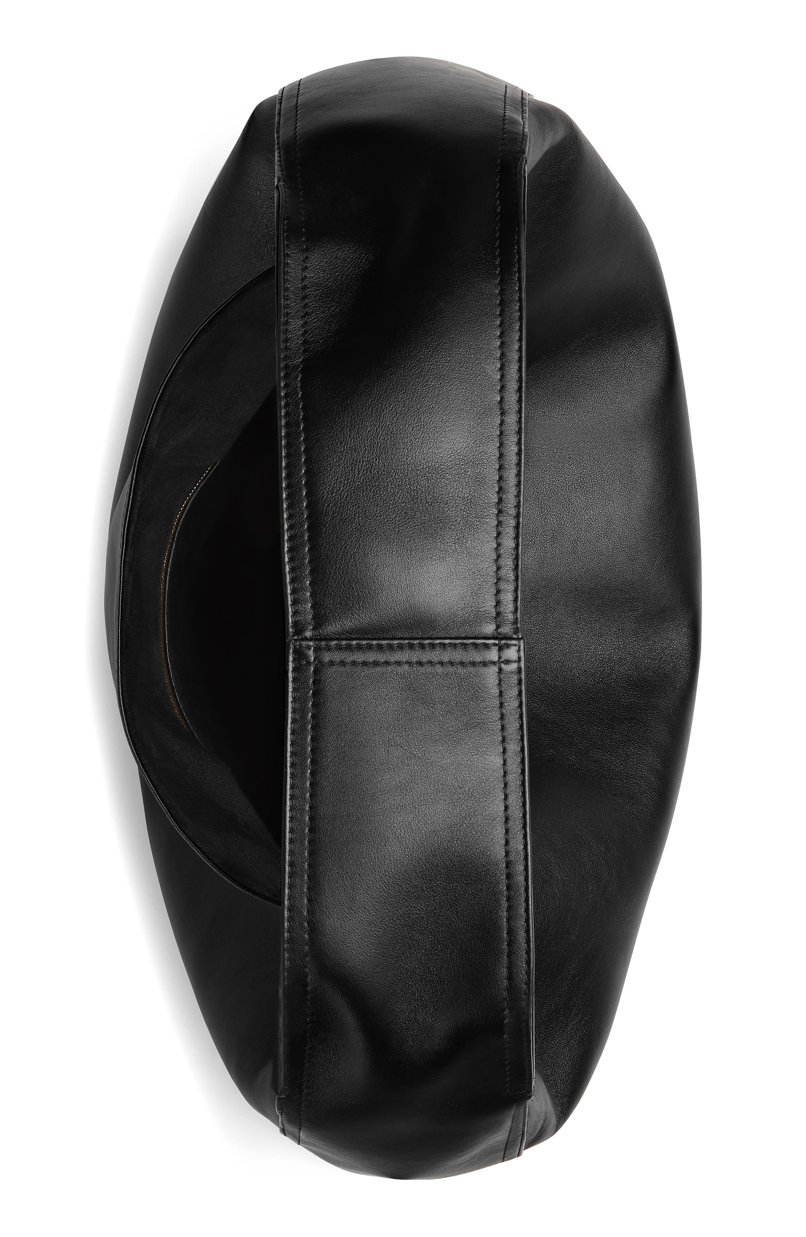 Bottega Veneta Large Hop Leather Hobo Bag in 1019 Black-M Brass at Nordstrom - 4