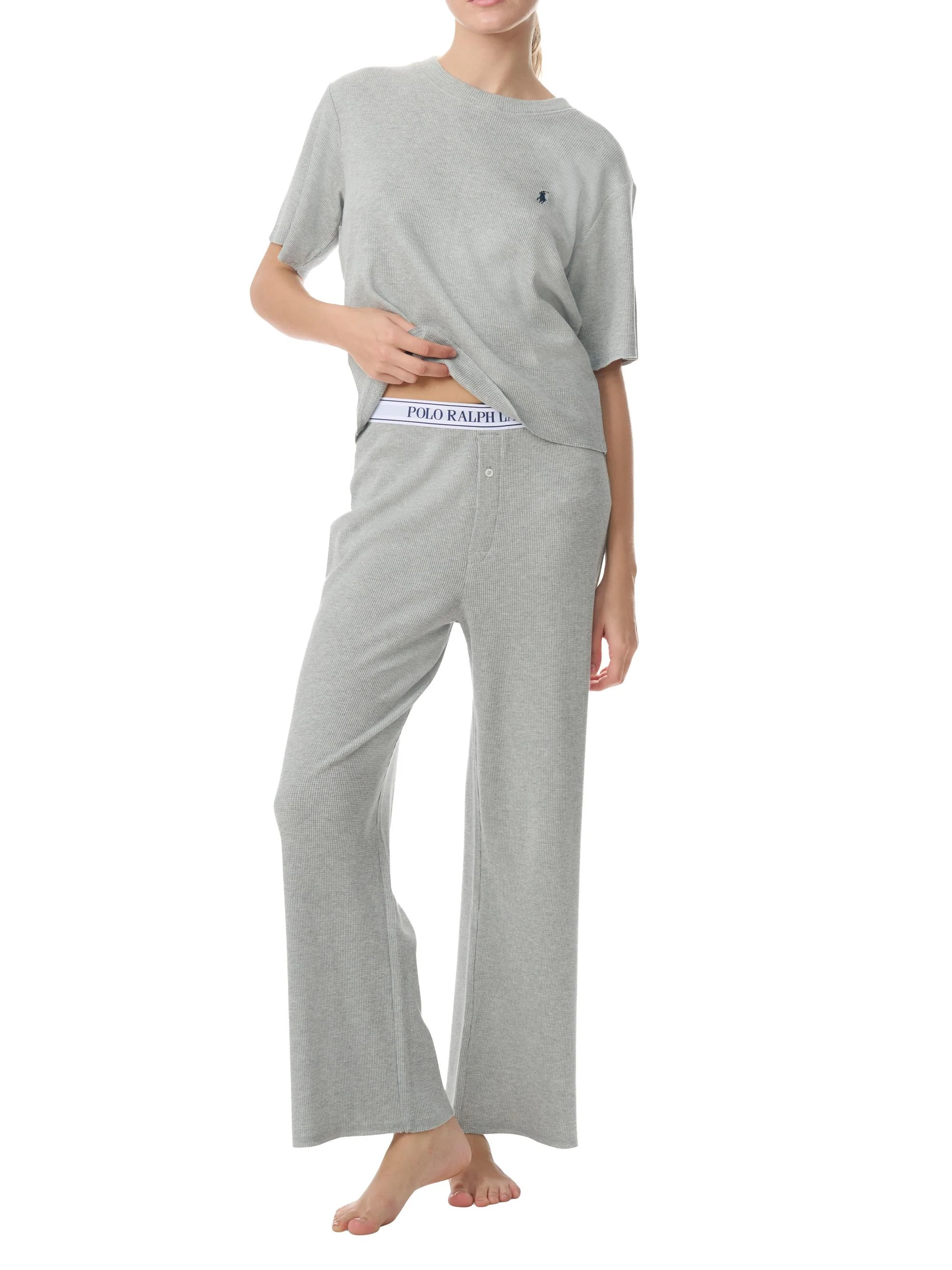Women's Heathered Waffle-Knit Pajamas - Heather Grey - 1