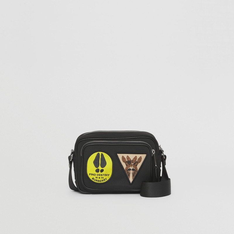 Badge Appliqué Nylon Crossbody Bag 1