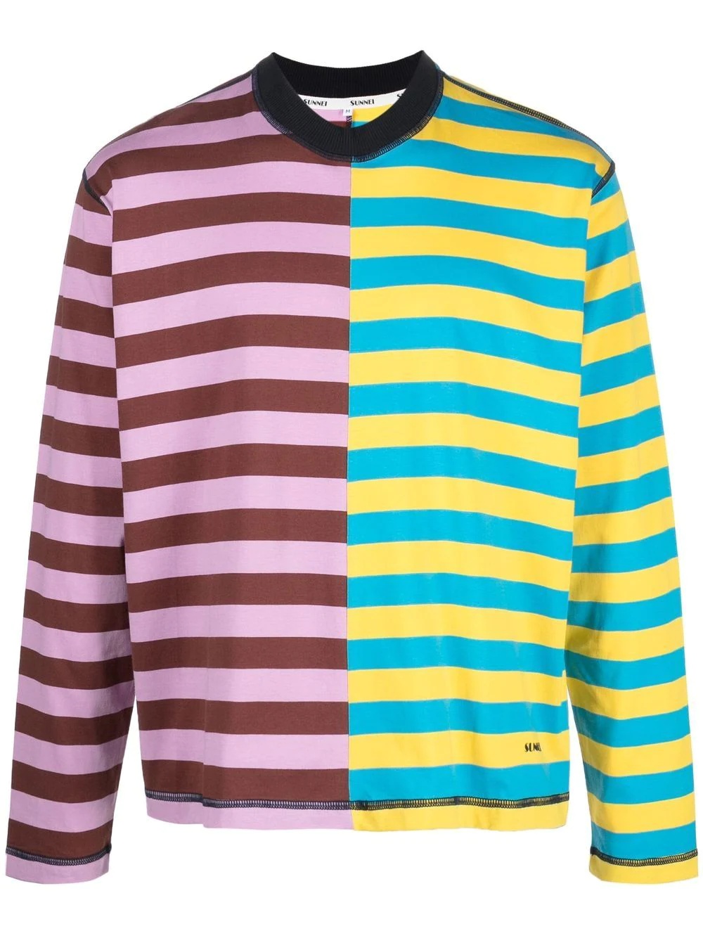 colour-block striped long-sleeve T-Shirt - 1