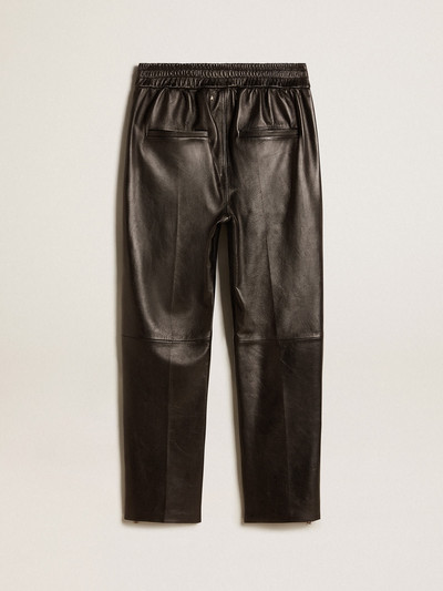 Golden Goose Black joggers in nappa leather with zip at the base outlook