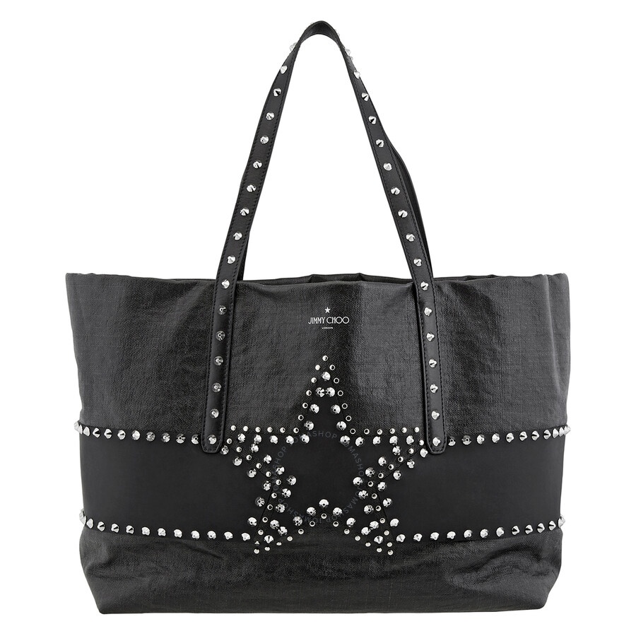 Jimmy Choo Pimlico Star Studded Leather Tote Bag In Black - 1