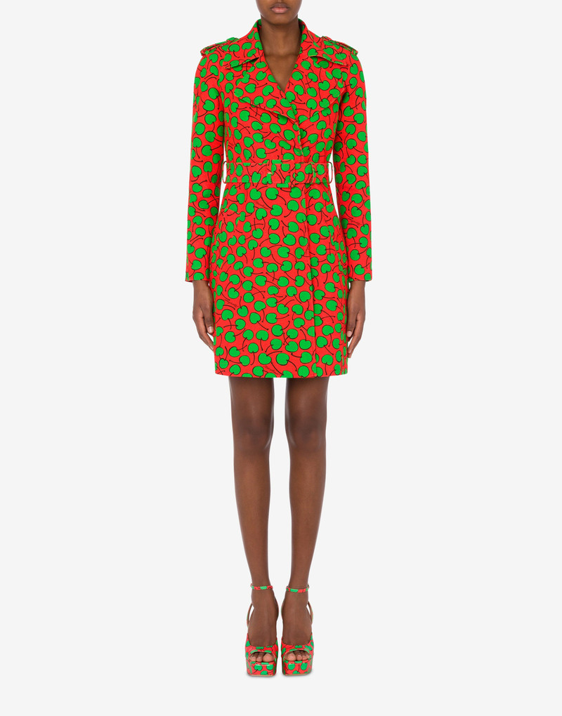 Moschino ALL-OVER CHERRY PIQUÉ TRENCH COAT outlook