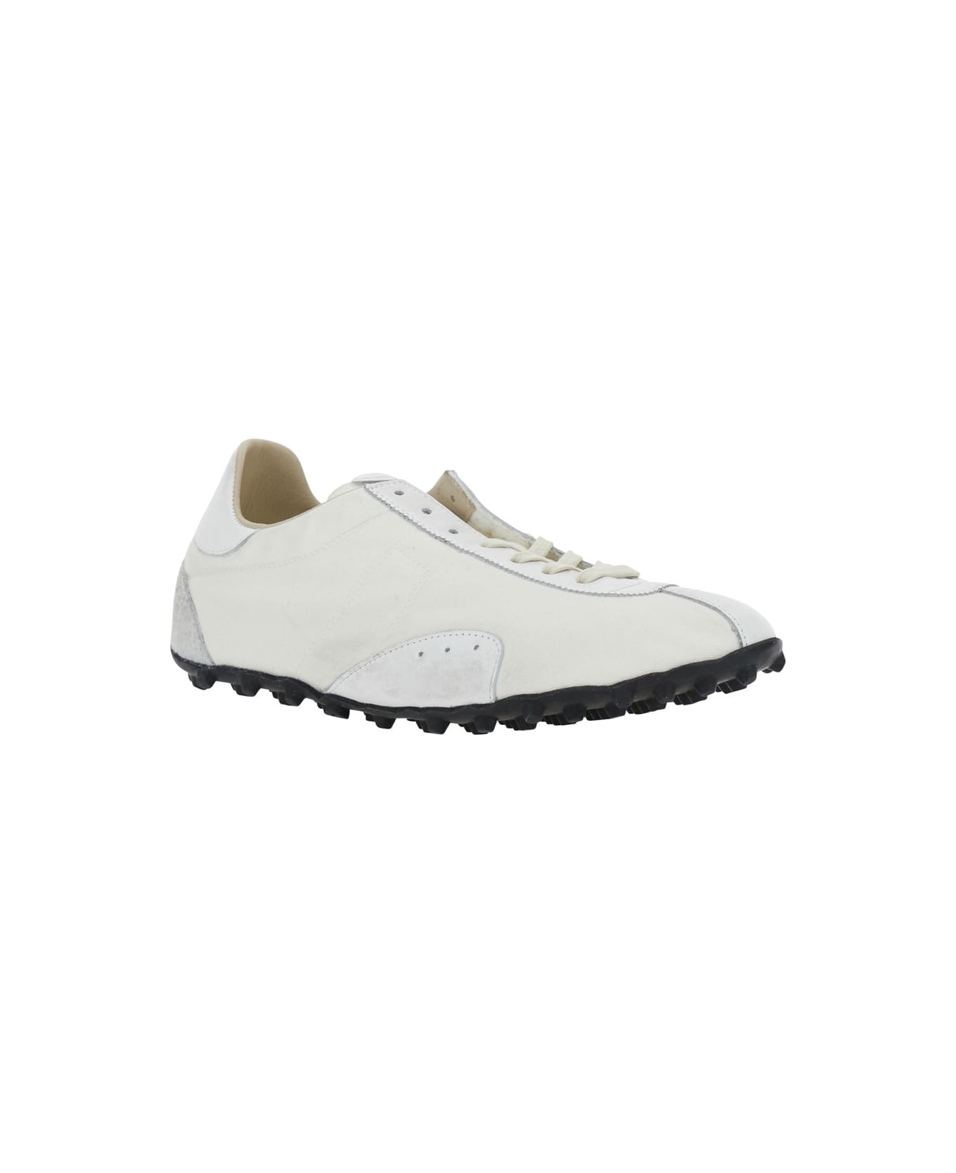 White Low Top Sneakers With Logo Patch On The Tongue And Contrasting Heel In Cotton Blend Woman - 3