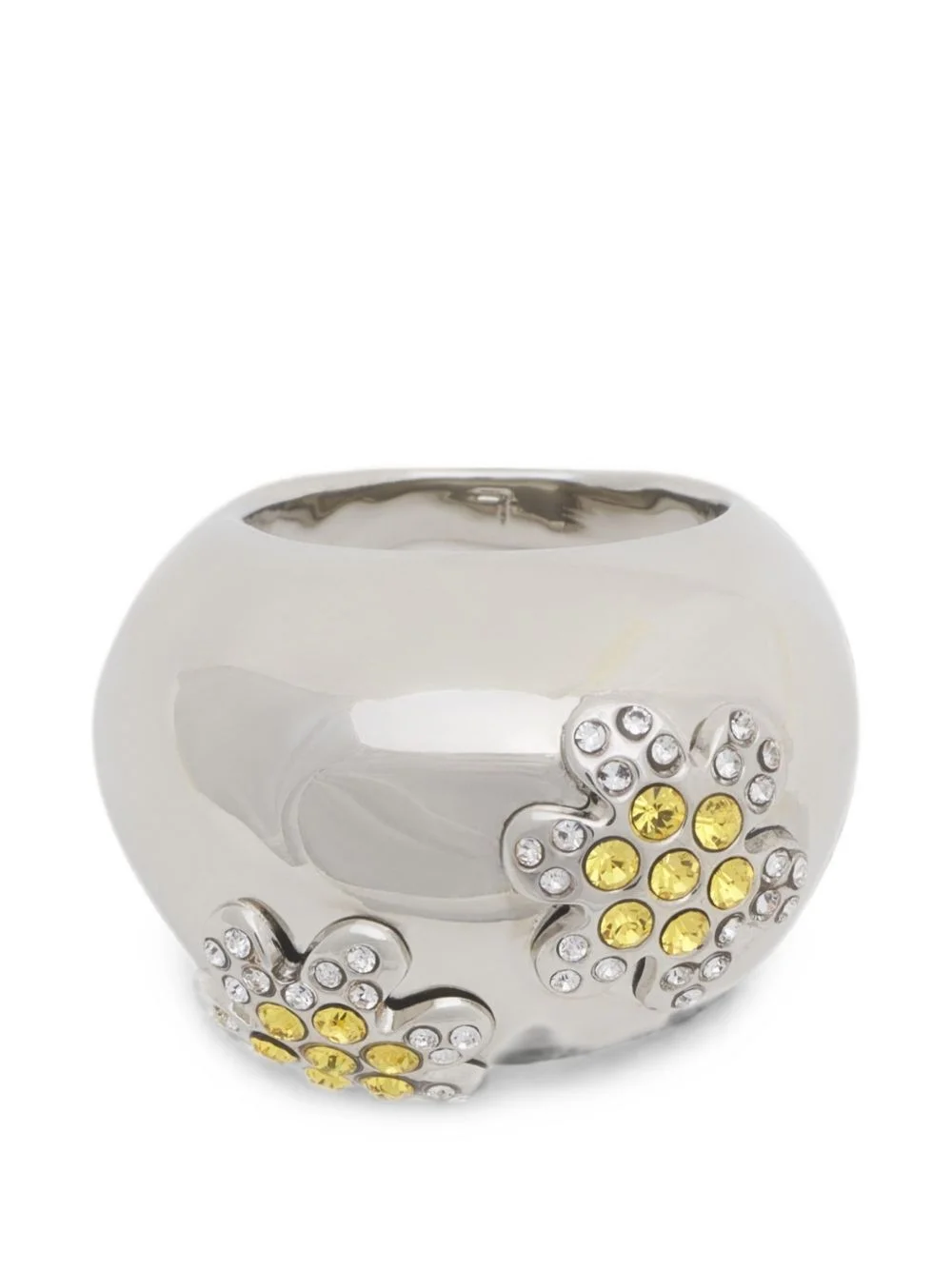 yellow-rhinestone daisy ring - 1