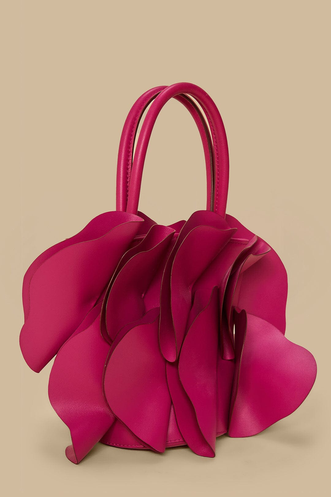 Fuchsia Leather Flower Bag - 2