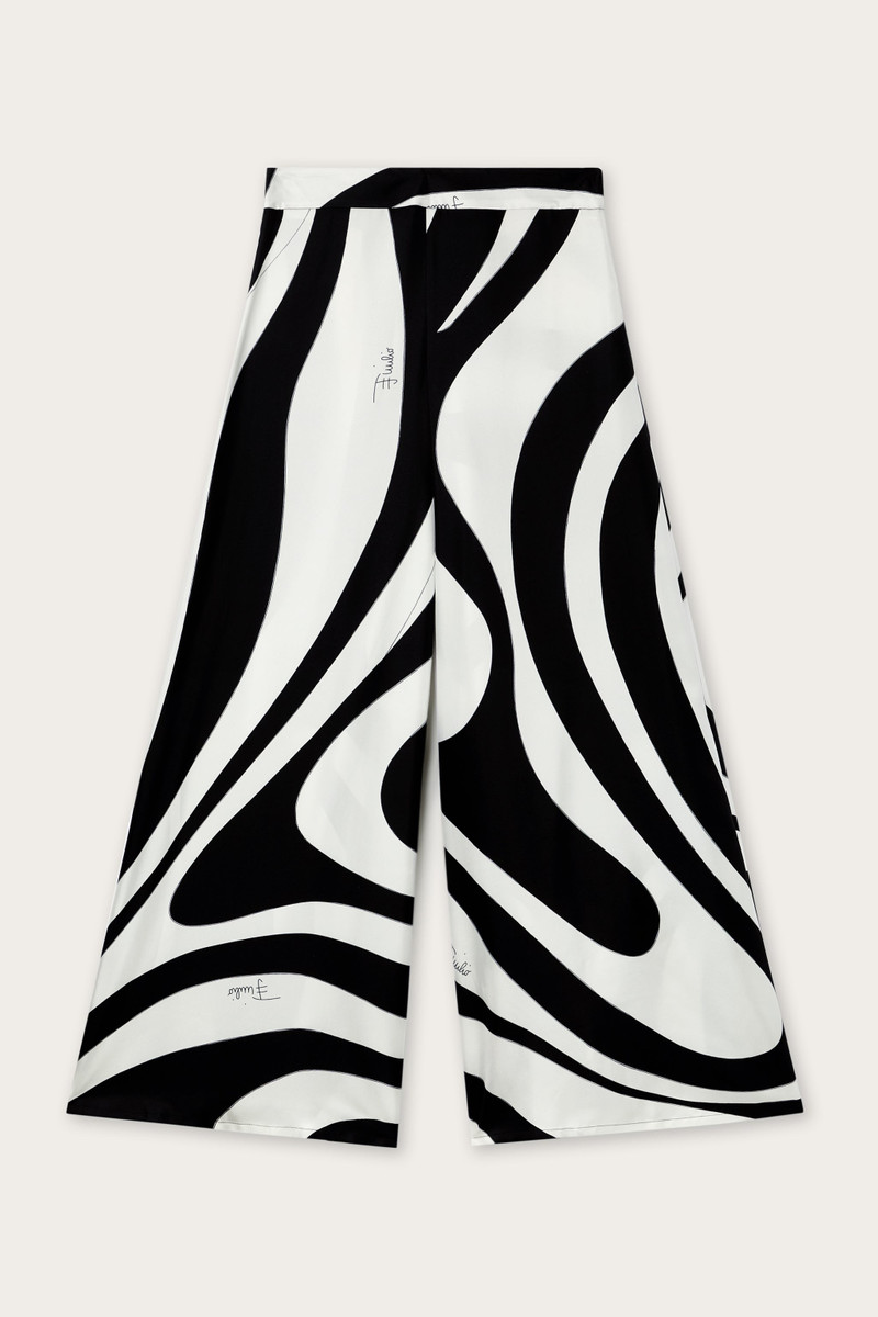 MARMO PRINT SILK TWILL WIDE-LEG PANTS 1