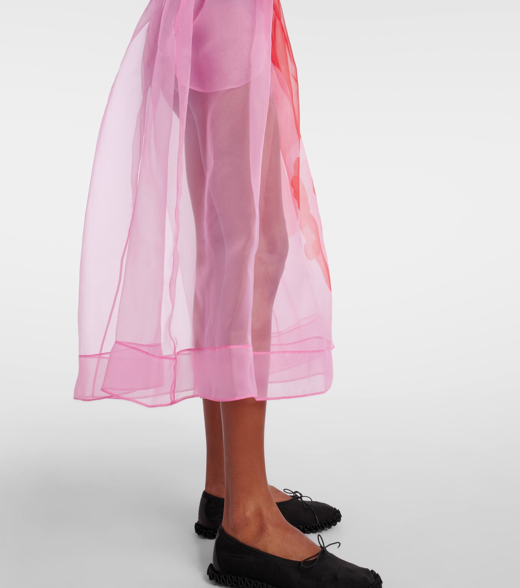 Printed organza midi dress - 6