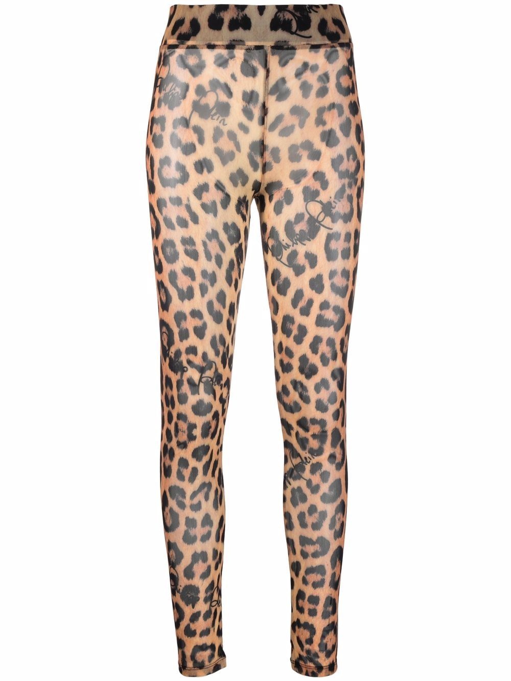 leopard-print semi-sheer leggings - 1