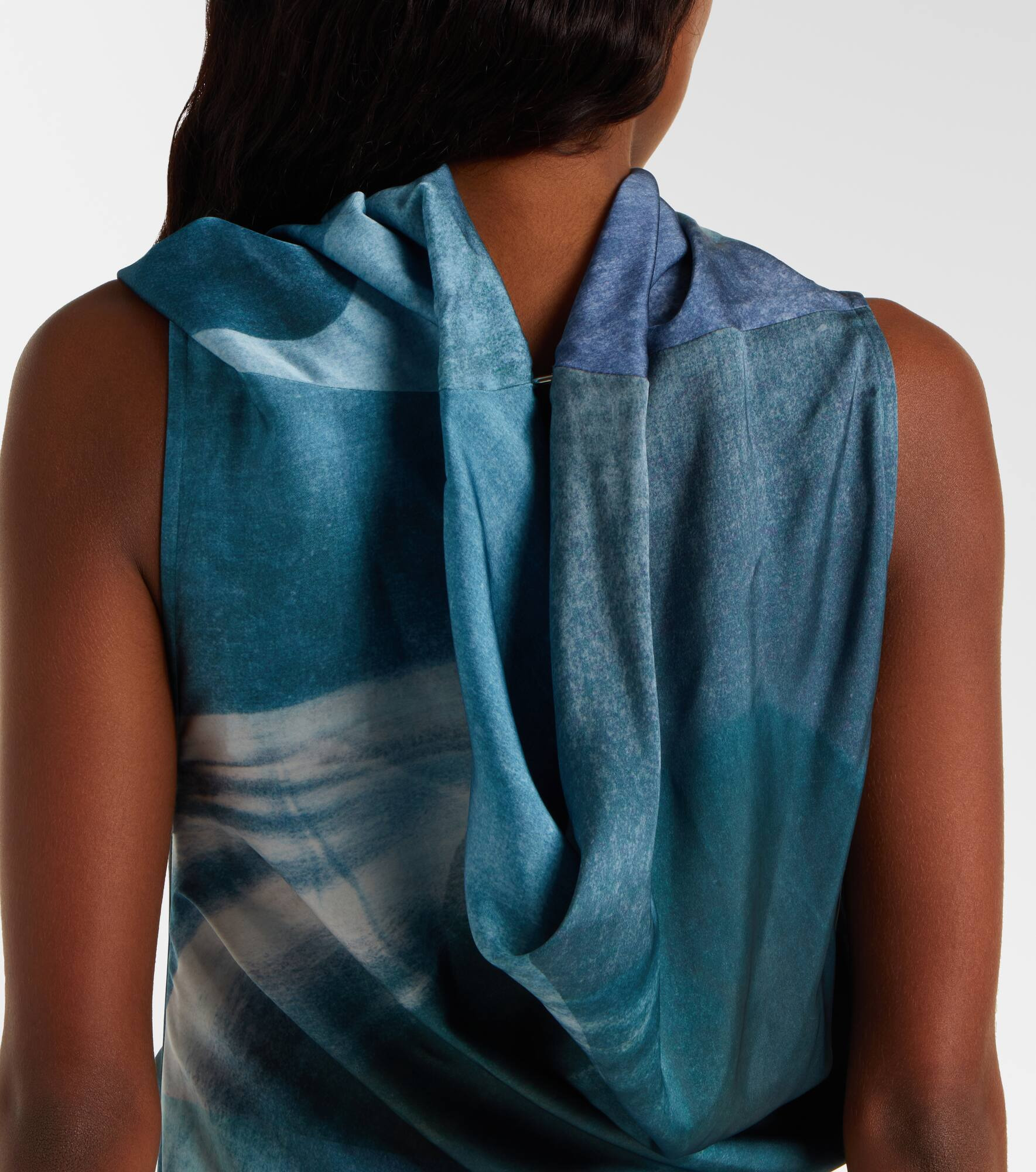 Printed draped satin maxi dress - 7