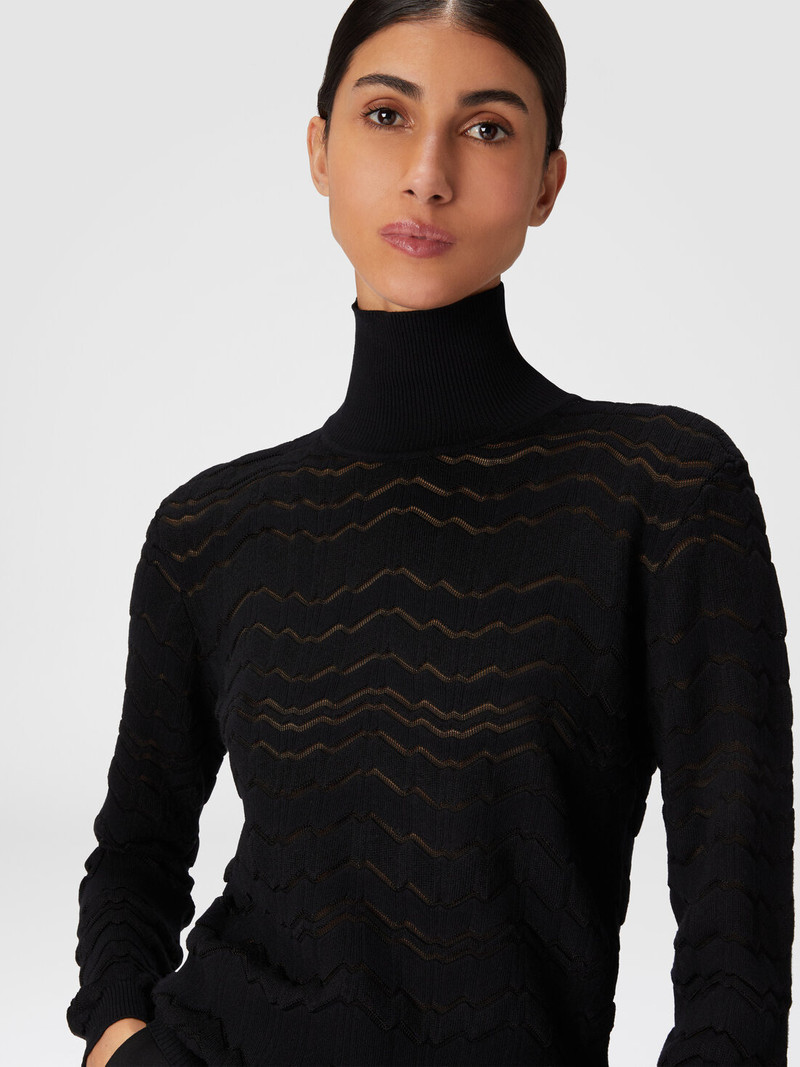 Viscose and wool turtleneck with tone-on-tone zigzag 4